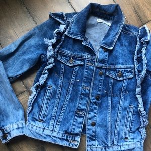 Zara ruffle denim jacket